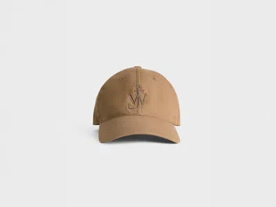 Jw Anderson Baseball Cap With Calf Leather Trim In Beige
