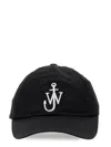 Jw Anderson Curved Peak Logo Embroidered Baseball Cap In Black