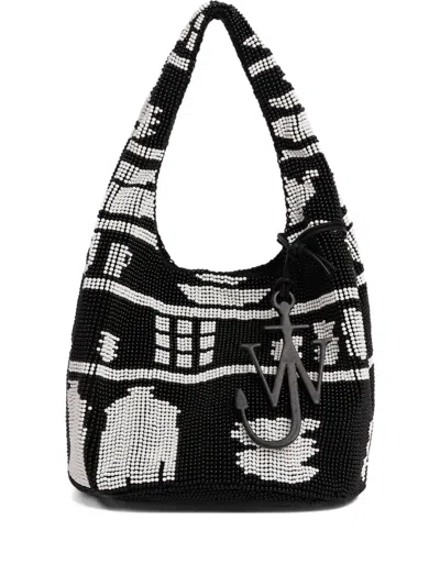 Jw Anderson Beaded-pattern Shoulder Bag In Black