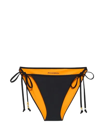 Jw Anderson Beaded-tie Bikini Bottoms In Black