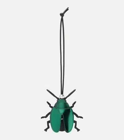 Jw Anderson Beetle Metallic Leather Bag Charm In Black