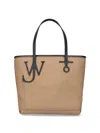 Jw Anderson Beige Canvas Small Anchor Bucket Bag Beigeblack Borse A Mano In Nude