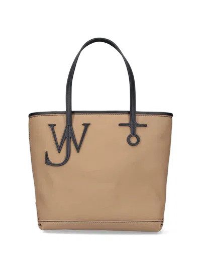 Jw Anderson Beige Anchor Cotton Canvas Tote Bag In Nude