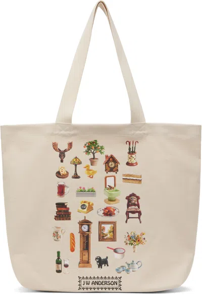 Jw Anderson Diorama Furniture Printed Tote Bag In 106 Natural