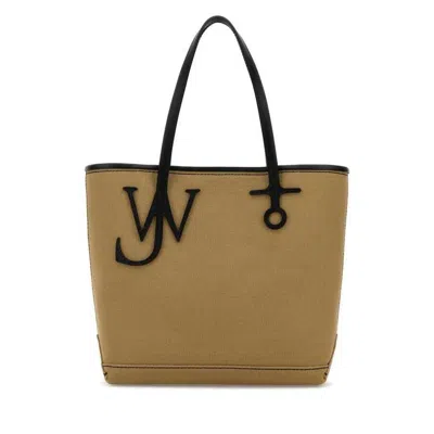 Jw Anderson Beige Canvas Small Anchor Bucket Bag Beigeblack Borse A Mano In Brown