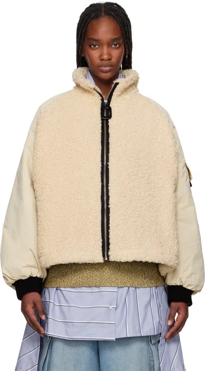 Jw Anderson Beige Color Block Fleece Track Jacket In Neutrals