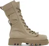 Jw Anderson Combat Leather Boots In 190 Taupe