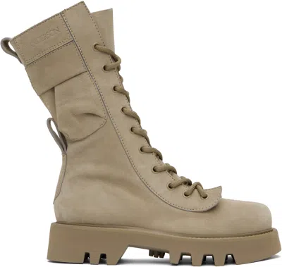JW ANDERSON BEIGE COMBAT LEATHER BOOTS
