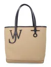 Jw Anderson Beige Canvas Small Anchor Bucket Bag Beigeblack Borse A Mano In Nude
