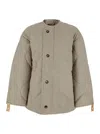 Jw Anderson Beige Crewneck Jacket With Quilted Design On The Front And Logo Embroidery On The Rear In Fabric Man In Multi