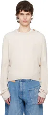 Jw Anderson Beige Cropped Button Trim Sweater In 006
