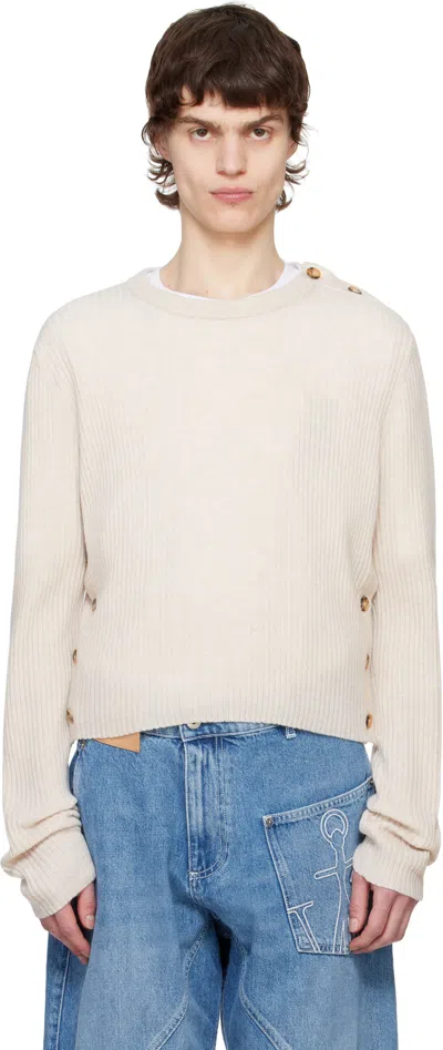 Jw Anderson Beige Cropped Button Trim Sweater In 006