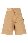 Jw Anderson Beige Bermuda Shorts With Patch Pocket With Logo On The Front In Flax