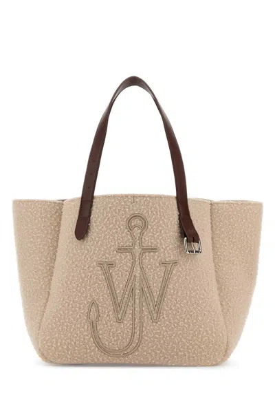 Jw Anderson Beige Fabric Belt Shopping Bag In Pink