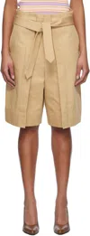 Jw Anderson Beige Folded Front Pleat Shorts In 132 Beige