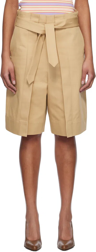 Jw Anderson Beige Folded Front Pleat Shorts In 132 Beige