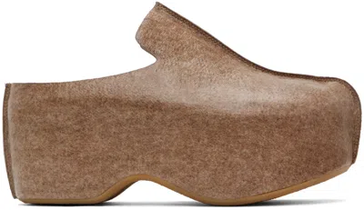 Jw Anderson Beige Laminated Felt Platform Clogs In 19080-250-beige