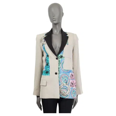 Pre-owned Jw Anderson J.w. Anderson Beige Linen Mystic Paisley Embellished Blazer Jacket 34 Xs In Brown