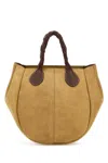 Jw Anderson Beige Suede Small Punch Handbag In Caramel
