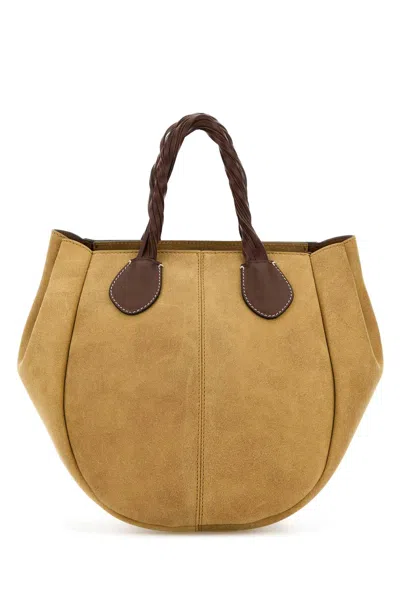 Jw Anderson Beige Suede Small Punch Handbag In Caramel