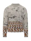 Jw Anderson Beige Sweater With Artistic Print J.w Anderson In Gray