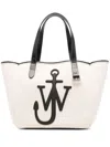 Jw Anderson White Shopper With Jw Logo On The Front In Canvas And Leather Woman