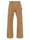 Jw Anderson Mens Twisted Workwear Panelled Wide-leg Cotton Trousers Flax In Brown