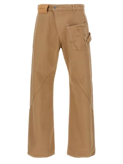 JW ANDERSON BEIGE TWISTED WORKWEAR PANTS