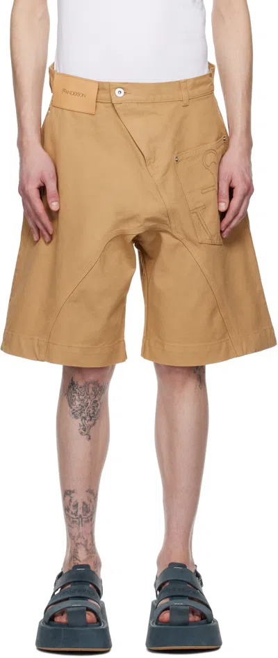 JW ANDERSON BEIGE TWISTED WORKWEAR SHORTS