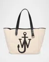 Jw Anderson White Shopper With Jw Logo On The Front In Canvas And Leather Woman In 002 Off White