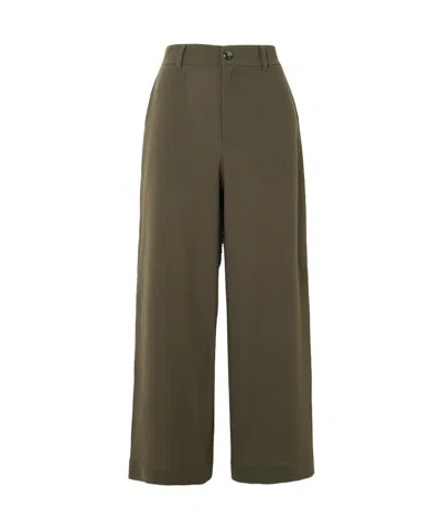 Jw Anderson Wool-blend Crepe Straight-leg Pants In Green