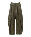 Jw Anderson Pleated D-ring Satin Trousers In Green