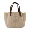 Jw Anderson J. W. Anderson Belt Tote Beige Boiled Wool Shoulder Bag In Multi