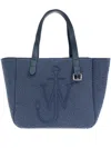 Jw Anderson Belt Tote Blue Boiled Wool Shoulder Bag In Blue