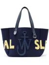 Jw Anderson Belt Tote Bag - 'real Sleep' Slogan Shoulder Bag In Blue
