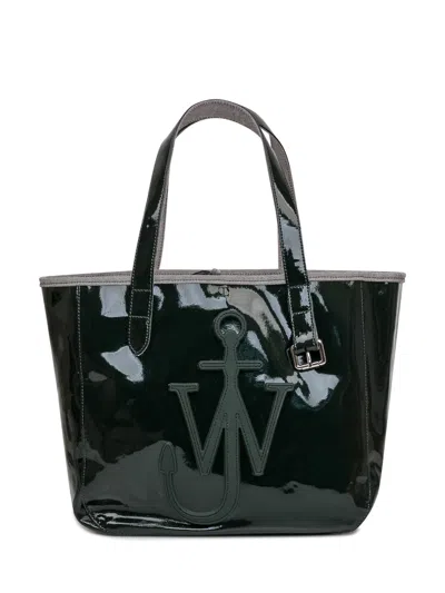Jw Anderson Belt Anchor Logo Coated Denim Tote In Khaki
