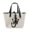Jw Anderson White Shopper With Jw Logo On The Front In Canvas And Leather Woman In Nude