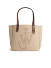 Jw Anderson Belt Tote Beige Boiled Wool Shoulder Bag In Multi