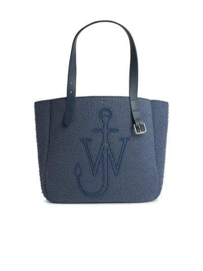 Jw Anderson Belt Tote Blue Boiled Wool Shoulder Bag