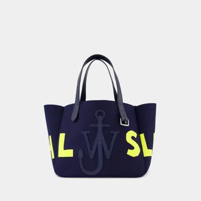 Jw Anderson Belt Tote Bag - 'real Sleep' Slogan Shoulder Bag In Blue