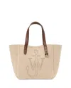 Jw Anderson Belt Leather-trimmed Embroidered Felt Tote In Neutral