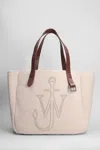 Jw Anderson J. W. Anderson Belt Tote Beige Boiled Wool Shoulder Bag In Pink