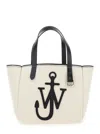 Jw Anderson White Shopper With Jw Logo On The Front In Canvas And Leather Woman In White