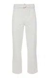 Jw Anderson Belted Cotton Flare Pants In Neutral