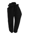 Jw Anderson Wool Gabardine Fold Over Belted Trousers In Black