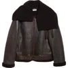 Jw Anderson Belted Lambskin & Genuine Shearling Aviator Jacket In Brown