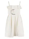 Jw Anderson Belted Pleated Mini Dress In Neutrals