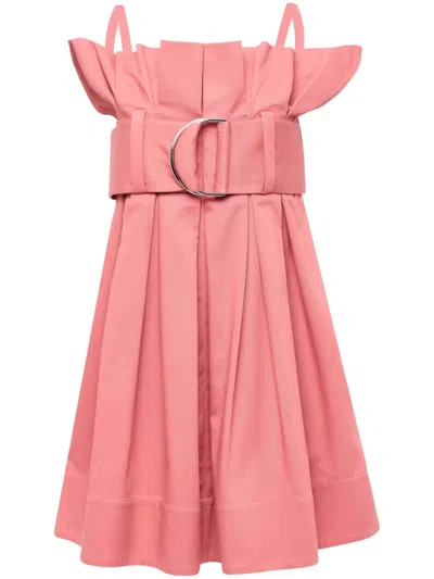 Jw Anderson Belted Pleated Mini Dress In Pink
