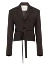 Jw Anderson Mens Dark Brown Cropped Notch-lapels Woven Jacket In Brown