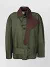 Jw Anderson Belted Waist Jacket Collar Contrast In Green